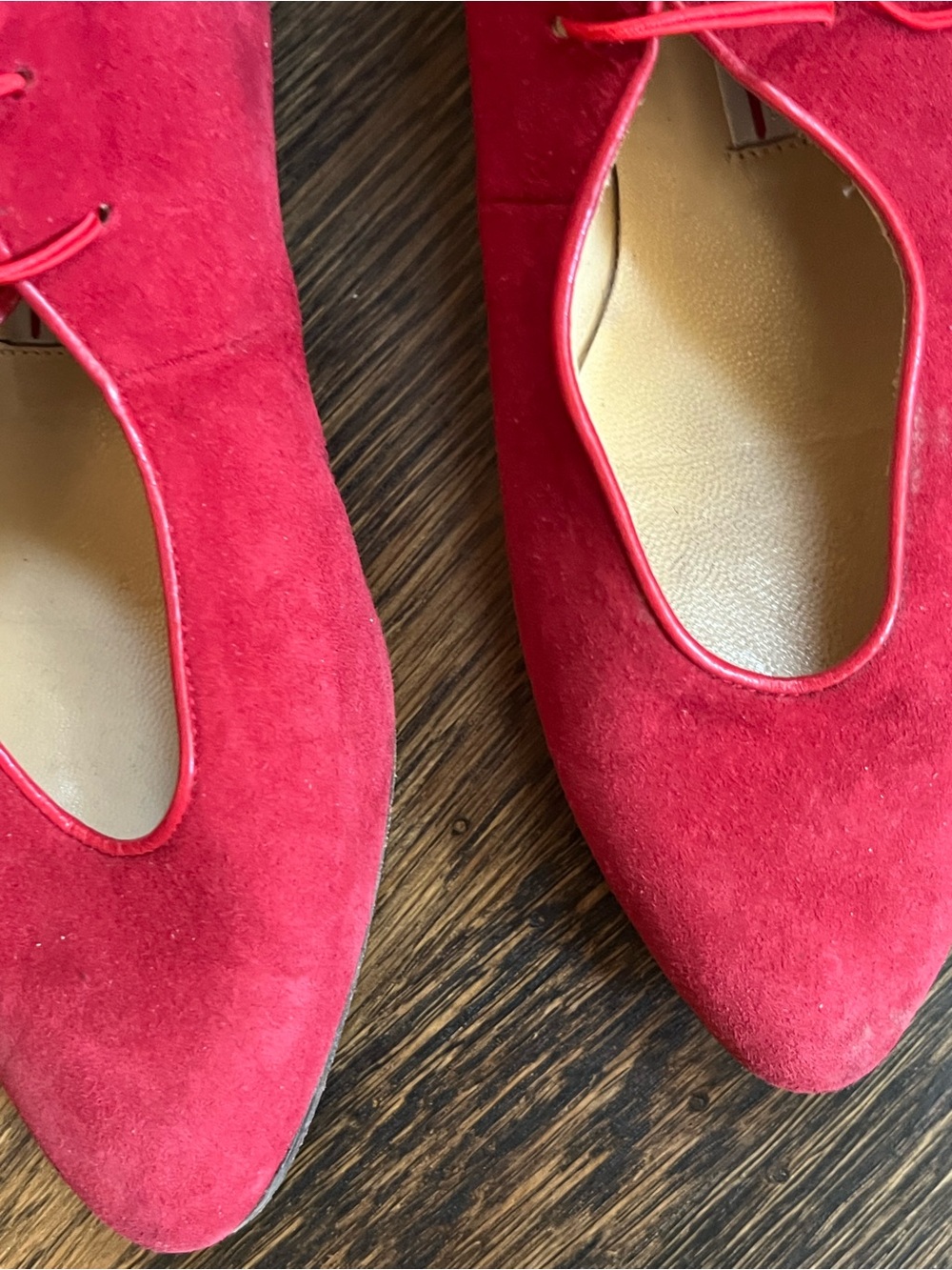 Ermanno Daelli Red Suede Lace-Up Pointed Flats • 36 - Picture 3 of 7